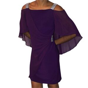 MSK Plum Burgundy Purple Eggplant Crushed Rhinestone Straps Semi or Form…